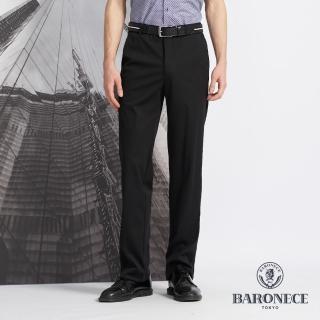 【BARONECE 百諾禮士】男款 彈性素面平口西裝長褲-黑色(1198848-99)