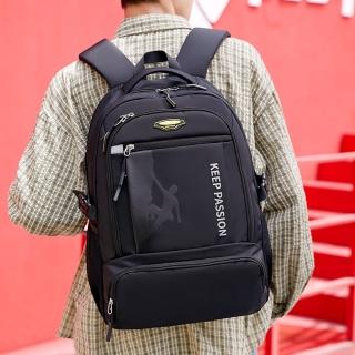 【MoodRiver】中款 男生 後背包 大容量 學生後背包 筆電背包 商務背包 電腦包 旅行背包(加厚 透氣減壓)