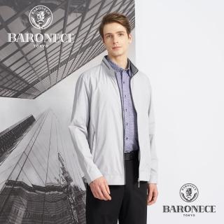 【BARONECE 百諾禮士】男款 進口素材抗UV格紋立領薄夾克外套-灰色(1198602-93)