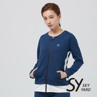【SKY YARD】網路獨賣款-假兩件拼色休閒外套(藍色)