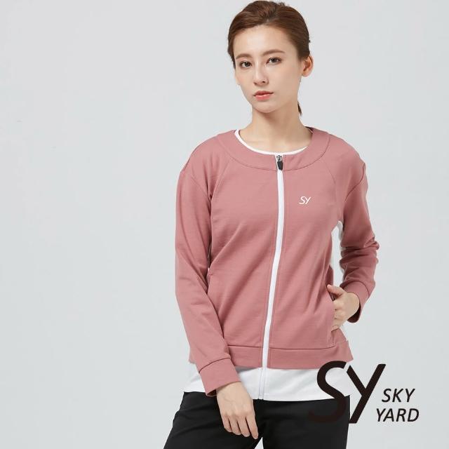 【SKY YARD】網路獨賣款-假兩件拼色休閒外套(粉色)