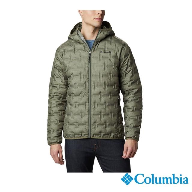 【Columbia 哥倫比亞 官方旗艦】男款-Delta RidgeOmni-Heat鋁點保暖羽絨連帽外套-軍綠(UWE09540AG/HF)
