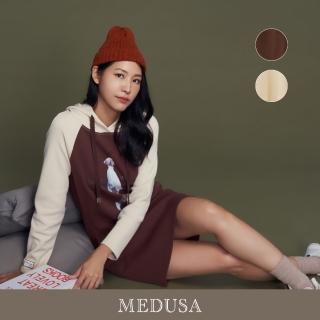 【MEDUSA 曼度莎】現貨-美式米棕撞色休閒帽T洋裝 - 2色（M-XL）｜女休閒洋裝 連身裙 新品(205-90906)