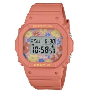 【CASIO 卡西歐】輕巧纖薄甜美花田系列腕錶 經典橘 42.1 × 37.9 × 11.3MM(BGD-565RP-4)