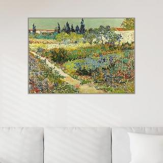《阿爾花園小徑》梵谷．後印象派 世界名畫 經典名畫 風景油畫-無框60x80CM