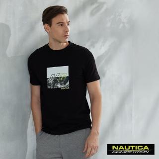 【NAUTICA】男裝 COMPETITION海浪印花短袖T恤(黑)
