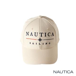 【NAUTICA】男裝 品牌刺繡休閒棒球帽(米白)