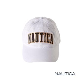 【NAUTICA】男裝 立體品牌撞色休閒棒球帽(白)