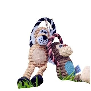 【May shop】2入組 寵物絨毛玩具 猴子互動發聲玩具(寵物玩具 發聲玩具)