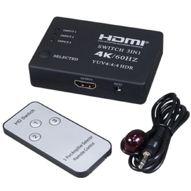 【伽利略】HDMI 4K@60Hz 影音切換器 3進1出+遙控器(H4301RD)