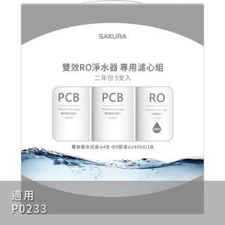 【SAKURA 櫻花】雙效RO淨水器P0233專用濾芯組5支入(F2195)