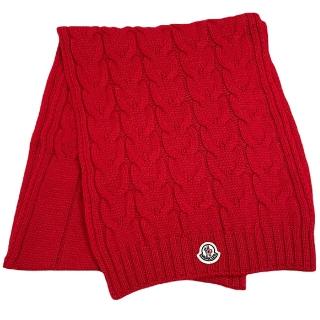 【MONCLER】童裝 品牌LOGO 羊毛圍巾-紅色(L號)