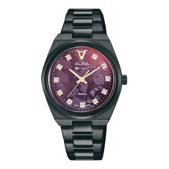 【ALBA】雅柏官方授權A1 女 時尚黑框紅面 石英腕錶-33mm(AH7Y41X1)