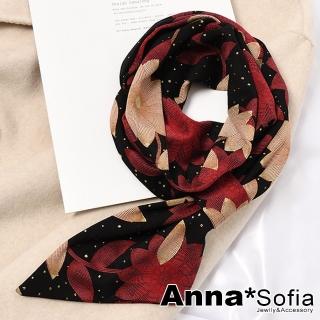 【AnnaSofia】柔軟領巾圍巾-穿繞式多變化 現貨(璇線花-黑紅系)