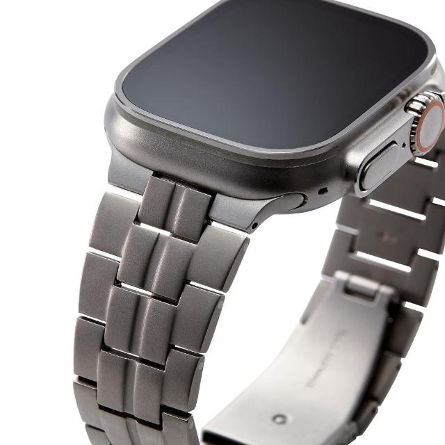【ELECOM】Apple Watch 49/45/44/42mm用鈦金屬錶帶(銀)