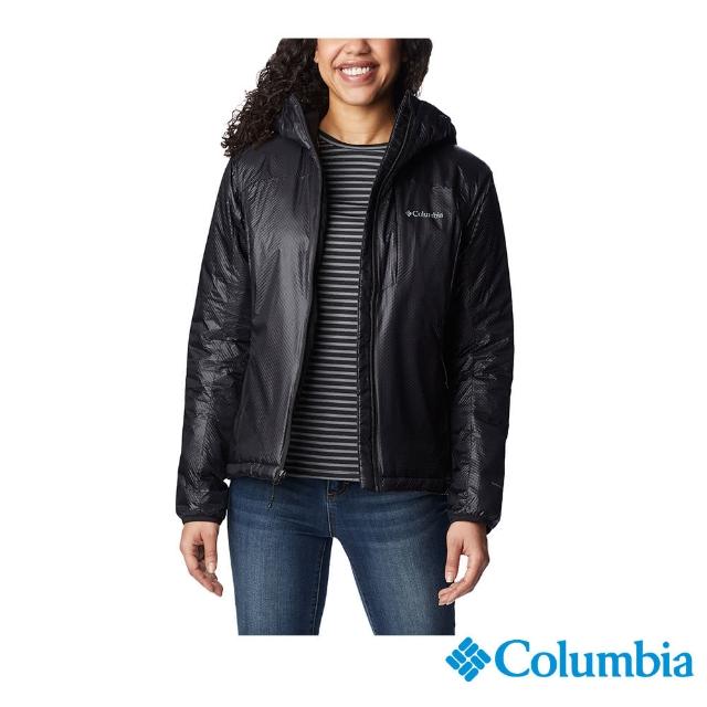 【Columbia 哥倫比亞 官方旗艦】女款-Arch Rock金鋁點極暖連帽外套-黑色(UWR64870BK/HF)