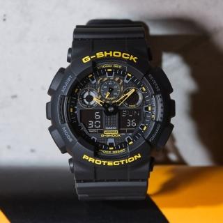 【CASIO 卡西歐】G-SHOCK 黑黃配色系列 雙顯手錶 畢業禮物(GA-100CY-1A)