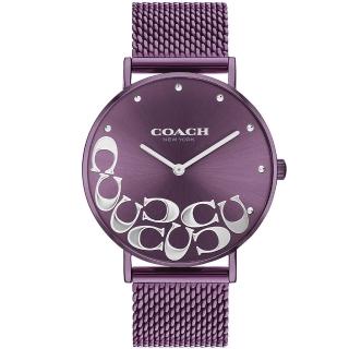 【COACH】官方授權經銷商 經典C字LOGO設計面盤米蘭帶手錶-36mm/紫 母親節 禮物(14503823/速)