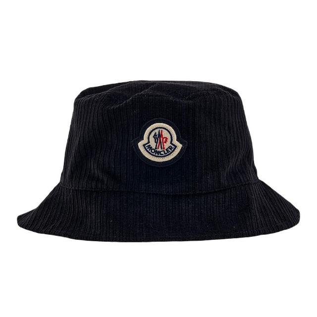 【MONCLER】品牌 LOGO 燈芯絨&尼龍雙面漁夫帽-黑色(M號、L號)