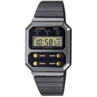 【CASIO 卡西歐】卡西歐懷舊復古電子鋼帶錶-黑(A100WEGG-1A2)