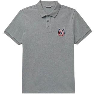 【MONCLER】男款 品牌刺繡LOGO 短袖POLO衫-灰色(M號、L號、XL號)