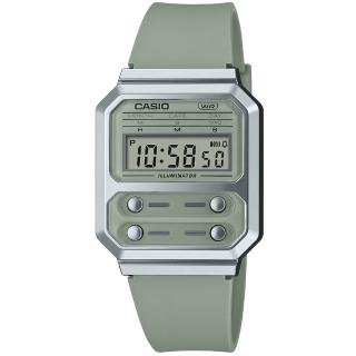 【CASIO 卡西歐】卡西歐懷舊復古電子膠帶錶-青蘋果綠(A100WEF-3A)
