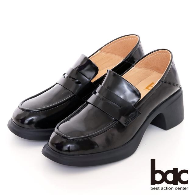 【bac】開珠邊素面粗跟樂福鞋(黑色)