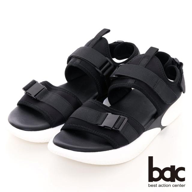 【bac】輕量化彈力厚底休閒涼鞋(黑色)