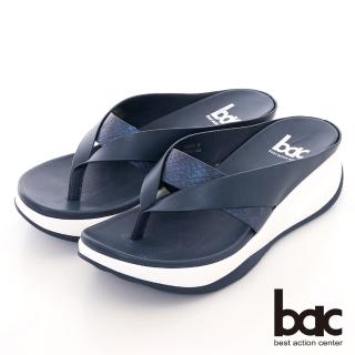 【bac】輕量化厚底夾腳涼拖鞋(藍色)