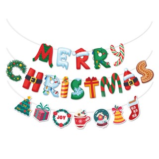 【北熊天空】繽紛彩色聖誕拉旗 派對掛旗 聖誕節紙質拉旗 聖誕佈置MERRY CHRISTMAS(聖誕佈置 裝飾 拉旗)