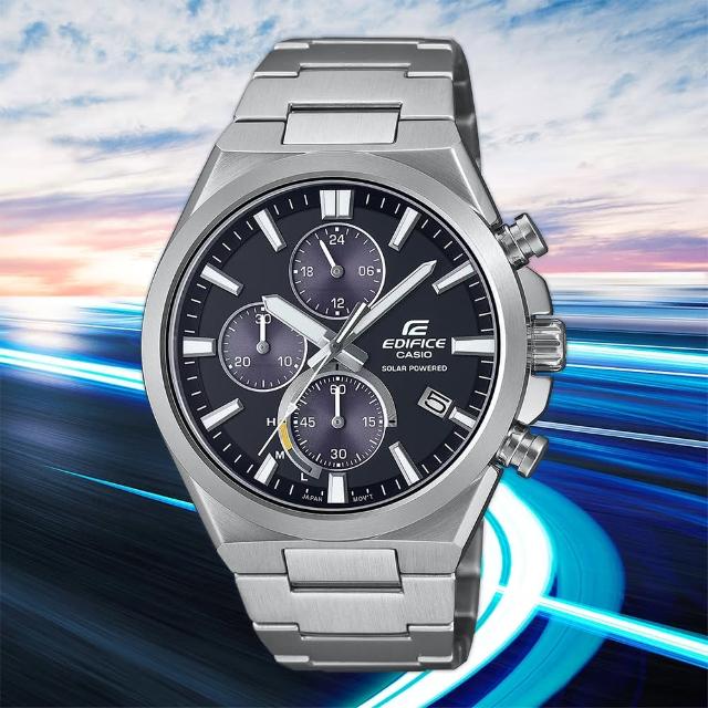 【CASIO 卡西歐】EDIFICE 太陽能三眼計時手錶(EQS-950D-1AV)