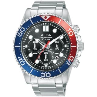 【ALBA】ACTIVE 運動風 三眼計時手錶 45mm(VD53-X392R / AT3J35X1)