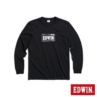【EDWIN】男女裝 東京散策系列 未來視窗長袖T恤(黑色)