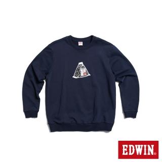 【EDWIN】男女裝 東京散策系列 三角飯糰長袖T恤(丈青色)