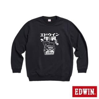 【EDWIN】男女裝 東京散策系列 營養牛乳長袖T恤(黑色)