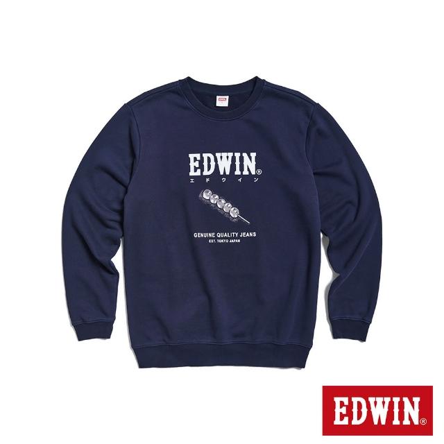【EDWIN】男女裝 東京散策系列 美味糰子長袖T恤(丈青色)