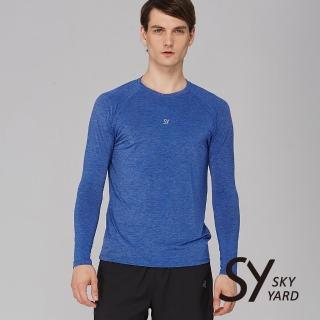 【SKY YARD】運動機能素面雪花布衛衣長袖上衣(藍色)