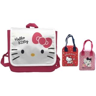 【SANRIO 三麗鷗】Hello Kitty輕便小童包+手提直式便當袋超值組(台灣正版授權)
