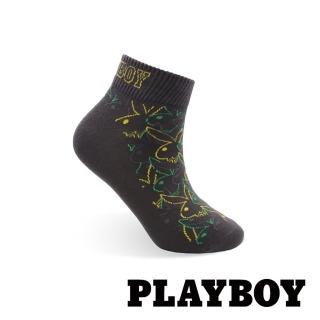 【PLAYBOY】時尚線條兔頭男短襪-深灰(短襪/男襪/隱形襪)