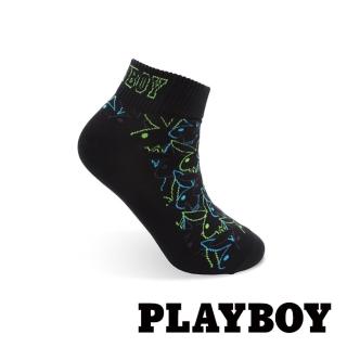 【PLAYBOY】時尚線條兔頭男短襪-黑(短襪/男襪/隱形襪)