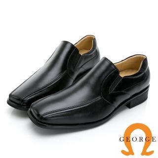 【GEORGE 喬治皮鞋】尊爵系列 經典素面方頭核心氣墊鞋-黑015015IN-10