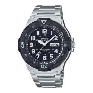 【CASIO 卡西歐】CASIO 指針男錶 三折式不鏽鋼錶帶 黑白錶盤 防水100米(MRW-200HD-1B)