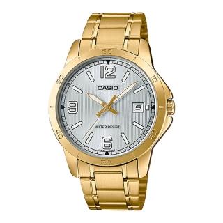 【CASIO 卡西歐】簡約時尚指針錶 不鏽鋼錶帶 日常生活防水(MTP-V004G-7B2)