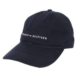 【Tommy Hilfiger】TOMMY 年度爆款經典刺繡文字Logo可調式鴨舌老帽-深藍色(平輸品)