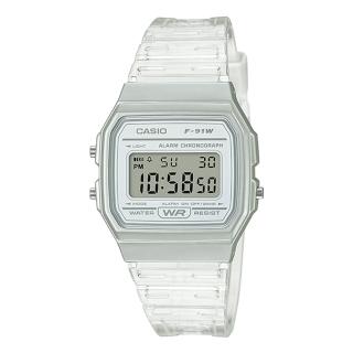 【CASIO 卡西歐】果凍材質系列 電子錶 小巧簡約錶面 樹脂錶帶 防水 LED照明(F-91WS-7)