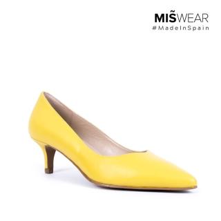【MISWEAR】女-跟鞋-BRENDA ZARO 真皮尖頭細跟鞋-黃