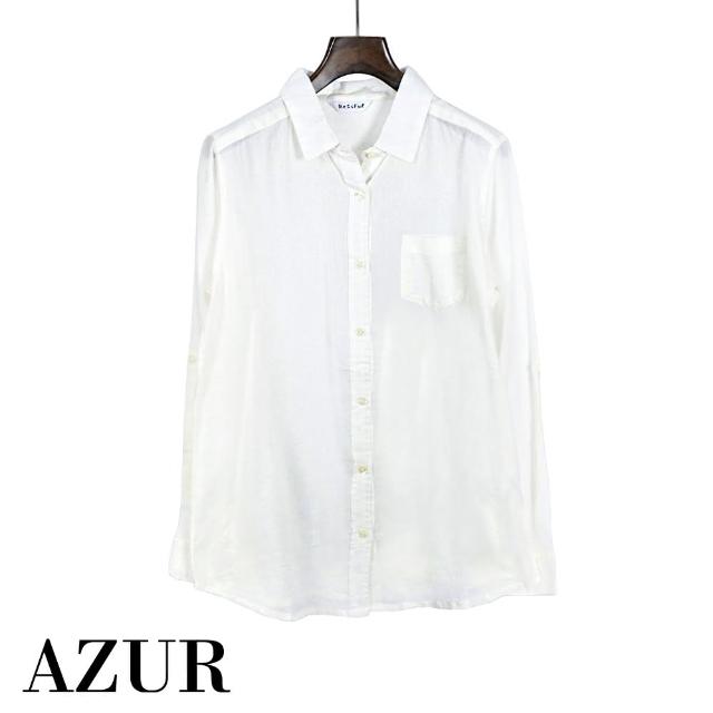 【AZUR】OL必備簡約透膚襯衫-白