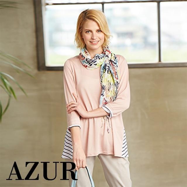 【AZUR】日系柔和面料條紋剪裁上衣-2色