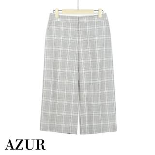 【AZUR】低調英倫格紋7分寬褲