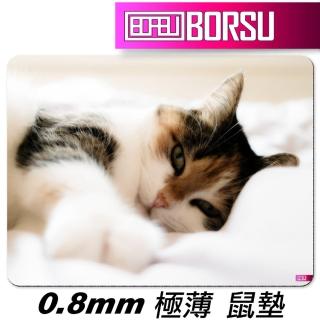 【BORSU】極薄鼠墊_FUNNY_媚眼貓(台灣製 滑鼠墊 耐用 動物 貓 小貓)
